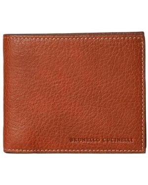 Brunello Cucinelli Logo Embossed Bi-Fold Wallet - Brown