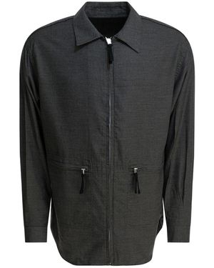 Comme des Garçons Comme Des Garçons Homme Flannel Checked Zipped Overshirt - Black