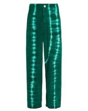 The Elder Statesman Tie-Dyed Corduroy Trousers - Green