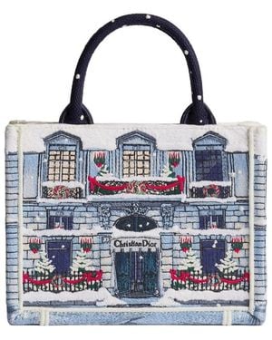 Dior Mini Book Tote With Strap - Blue