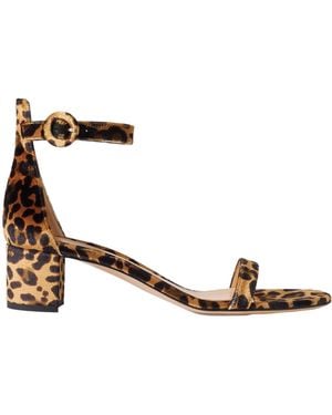 Gianvito Rossi Gaeta 45 Leopard-Print Velvet Sandals - Metallic