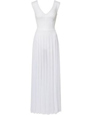 Norma Kamali Sequined Mesh Gown - White