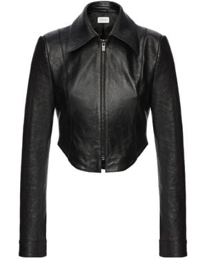 Magda Butrym Curved Hem Leather Jacket - Black