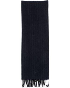 Polo Ralph Lauren Pinstripe-Pattern Cashmere Scarf - Blue