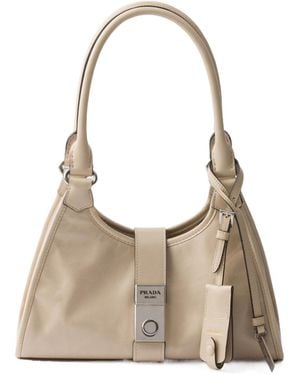 Prada Small Leather Tote Bag - Natural