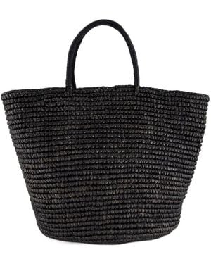 Sensi Studio Large Straw Tote Bag - Black