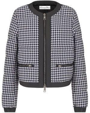 Dior Houndstooth Zip-Up Jacket - Black