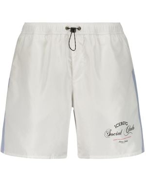 Iceberg Social Club Logo Swim Shorts - White