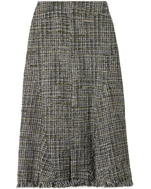 Erdem Raw-Edged Tweed Midi Skirt - Grey