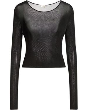 Saint Laurent Solid Color Slim-Fit Cropped Top - Black