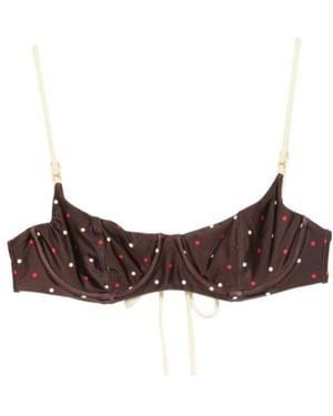 Frankie's Bikinis Polka-Dot Bikini Top - Brown