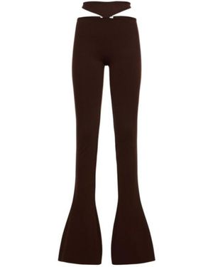 The Attico Remi Cutout Jersey Highrise Flared Pants - Brown