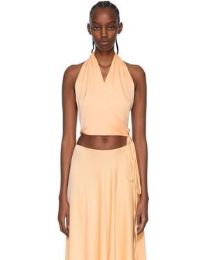 Rosetta Getty Scoop Back Silk Blouse - Natural
