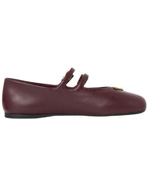 Prada Round-Toed Ballet Flats - Brown