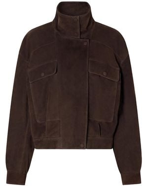 Nour Hammour Long-Sleeved Leather Jacket - Brown
