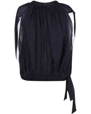 Semicouture Gathered Sleeveless Blouse - Blue