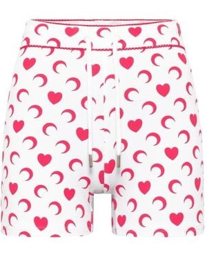 Marine Serre Moon Heart Printed Mini Shorts - Red