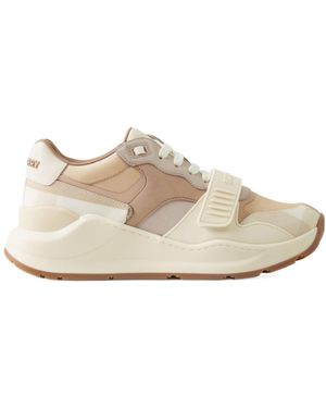 Burberry Logo Detailed Lace-Up Trainers - Natural