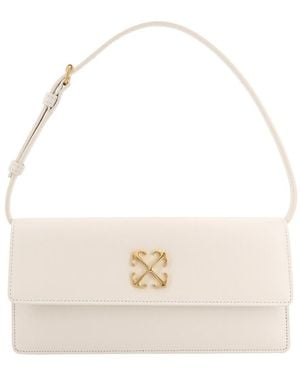 Off-White c/o Virgil Abloh Jitney 1.0 Logo Plaque Small Shoulder Bag - Natural