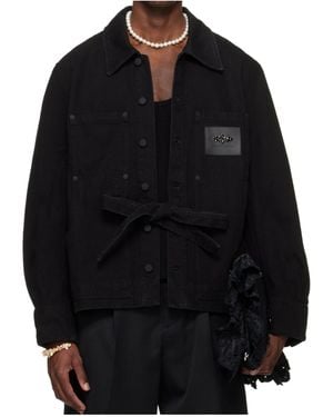 Simone Rocha Workwear Bow-Tie Denim Jacket - Black