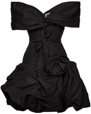 Magda Butrym Draped Shawl-Collar Midi Dress - Black