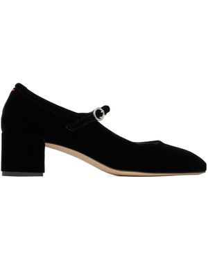 Aeyde Aline Velvet Mary Jane Pumps - Black