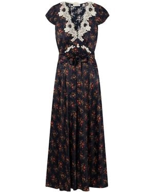 Doen Coraline Lace Flower Midi Dress - Black