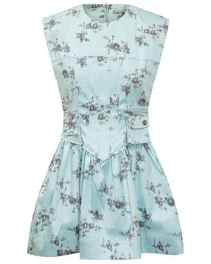 Ganni Corset Floral Mini Dress - Blue