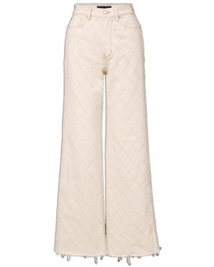 Veronica Beard Printed Wide-Leg Jeans - Natural