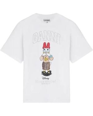Ganni Daisy Duck Printed T-Shirt - White