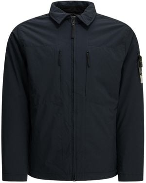 Stone Island Logo Patch Zip-Up Jacket - Black