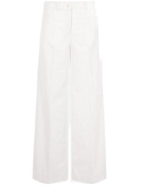 Aspesi Velvet Wide-Leg Casual Trousers - White