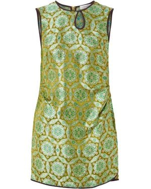 Christopher Esber Palmira Ruched Cutout Floral Brocade Mini Dress - Green