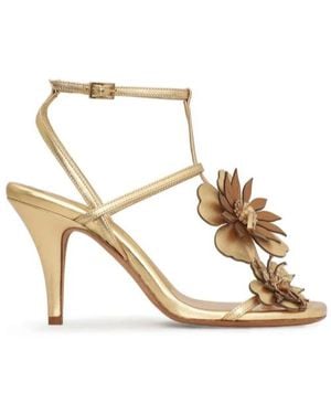 Zimmermann Belara Floral Heeled Sandals - Metallic