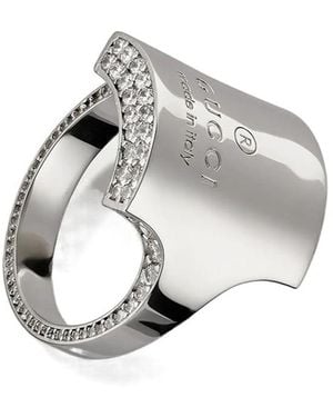 Gucci Trademark Crystal Ring - Metallic