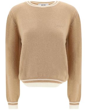 MSGM Crewneck Knitted Jumper - Natural