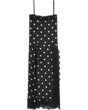 Sportmax Capo Polka Dot Printed Midi Slip Dress - Black
