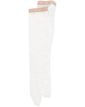 Valentino Logo Band Lace Detailed Socks - White