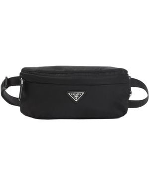 Prada Logo Plaque Zipped Belt Bag - Black