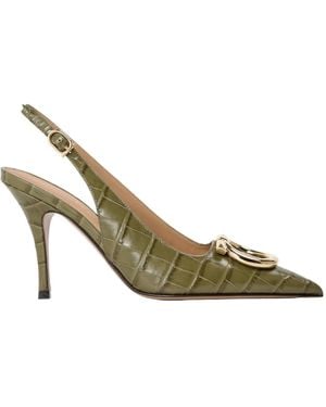 Ferragamo Croc-Embossed High Heels - Metallic