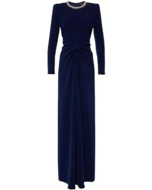 Jenny Packham Embellished Crepe Gown - Blue