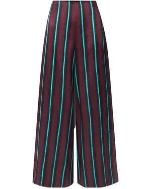 ROKSANDA Striped Silk-Satin Wide-Leg Trousers - Blue