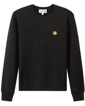 KENZO Round-Neck Long-Sleeved Knitted Pullover - Black