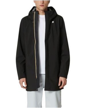 K-Way Long Hooded Jacket - Black