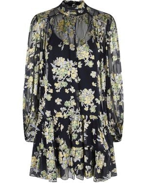 RIXO London Anaya Floral-Print Mini Dress - Gray