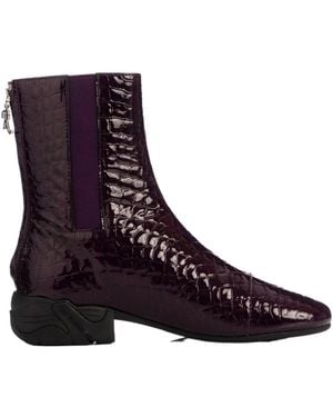 Raf Simons Solaris Mock-Croc Ankle Boots - Brown