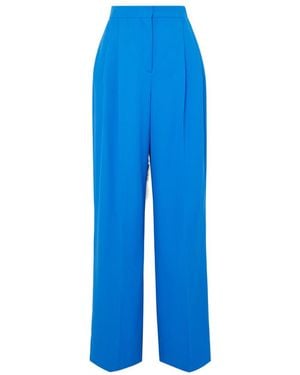 McQueen Pleat Detailed Wide-Leg Trousers - Blue