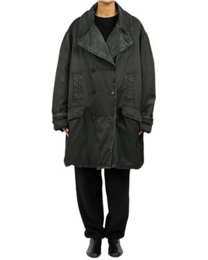 MM6 by Maison Margiela Double-Breasted Coat - Black