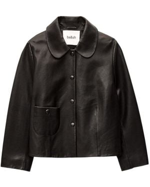 Ba&sh Snap-Button Long-Sleeve Leather Jacket - Black