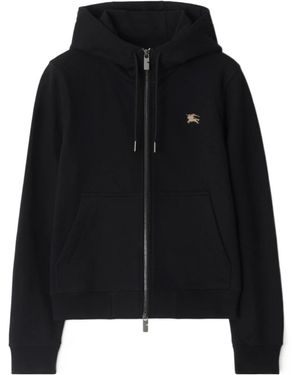 Burberry Knight Stamp Cotton Zip Hoodie - Black